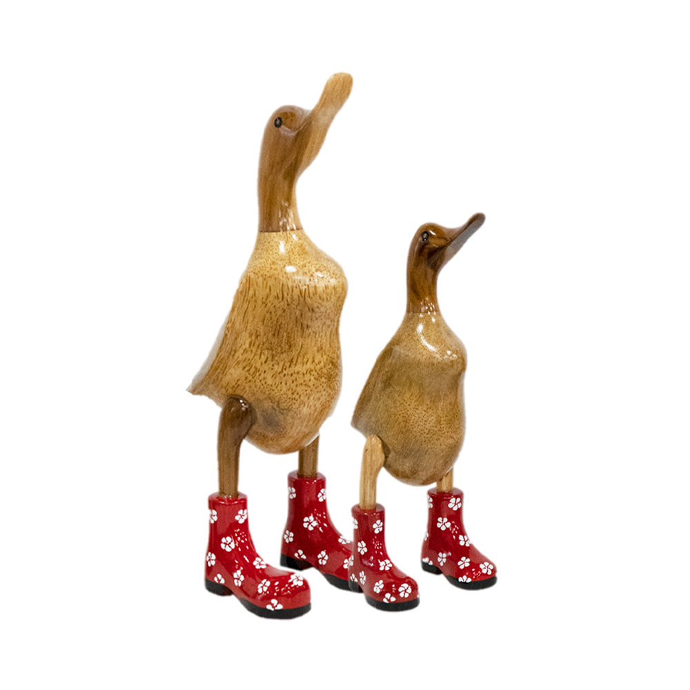 Houten eenden met rode schoenen - JoJo Living Zwolle - JoJo Living