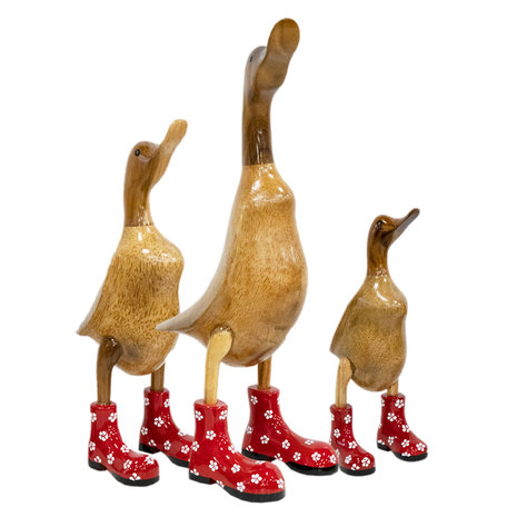 Houten eenden met rode schoenen - JoJo Living Zwolle - JoJo Living