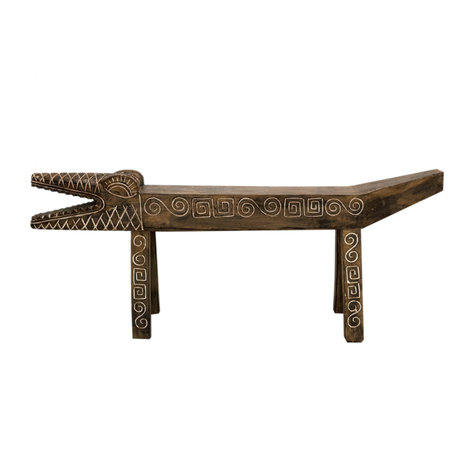 JoJo Living Teakhouten bankje krokodil