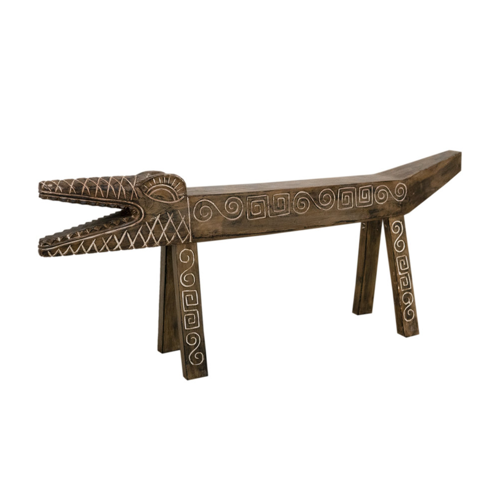 JoJo Living Teakhouten bankje krokodil