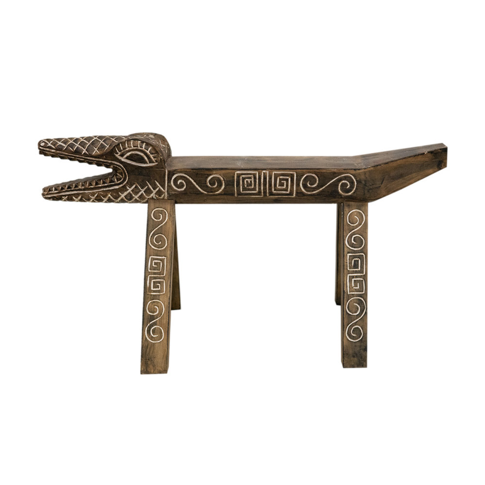 JoJo Living Teakhouten bankje krokodil