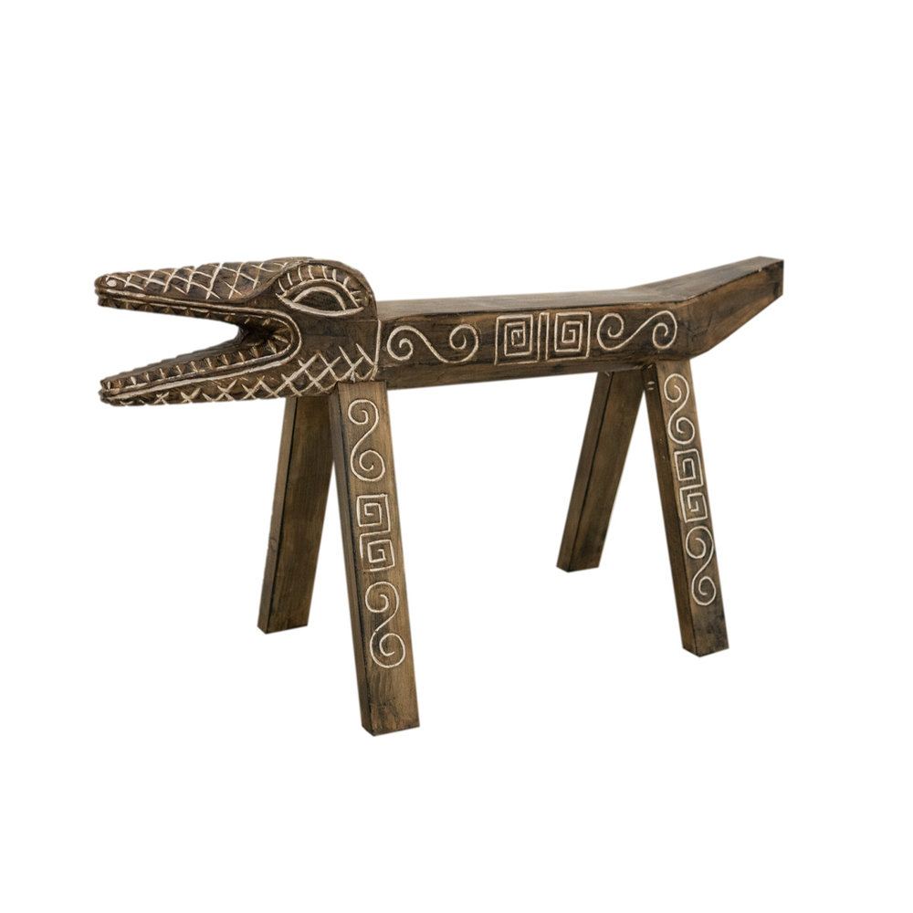 JoJo Living Teakhouten bankje krokodil