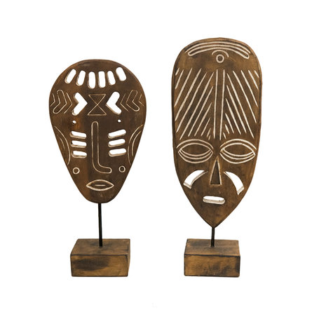 JoJo Living Teakhouten masker op voet JoJo Living Teakhouten masker op voet