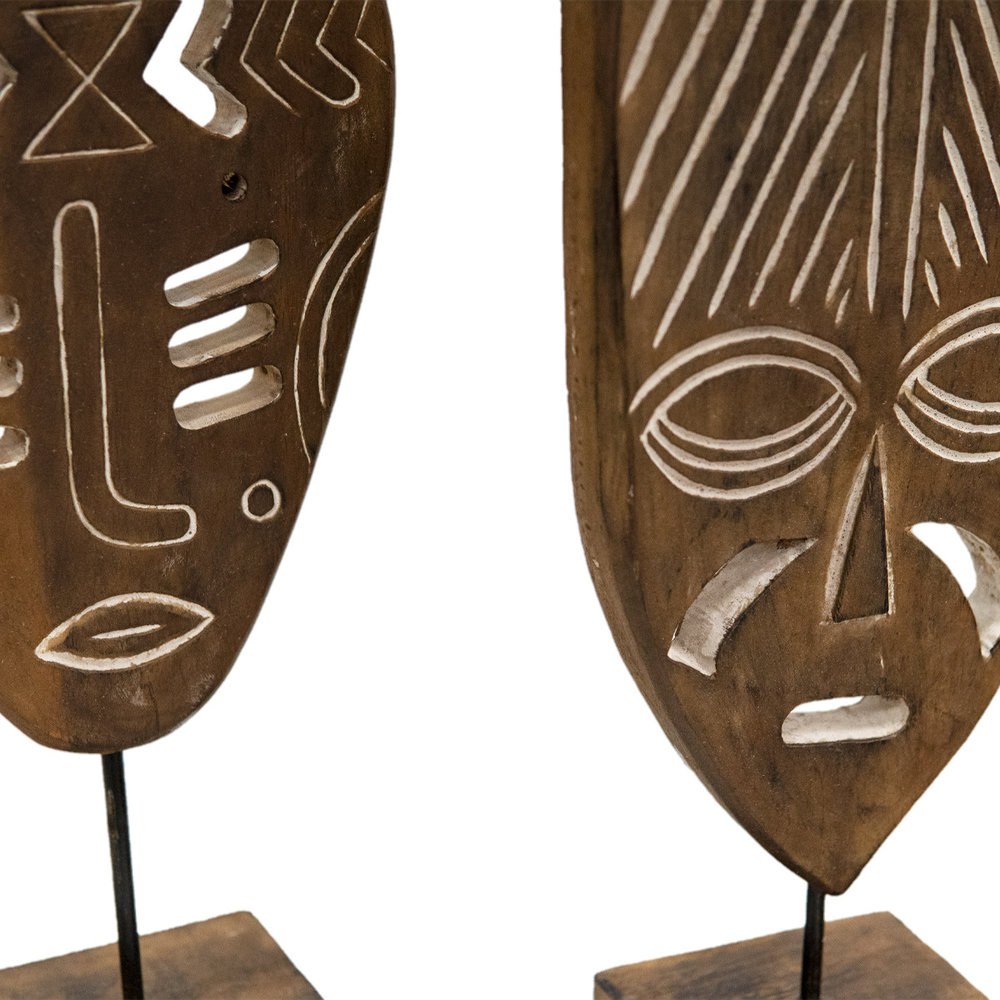 JoJo Living Teakhouten masker op voet JoJo Living Teakhouten masker op voet