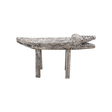 JoJo Living Teakhouten bankje krokodil Whitewash JoJo Living Teakhouten bankje krokodil Whitewash