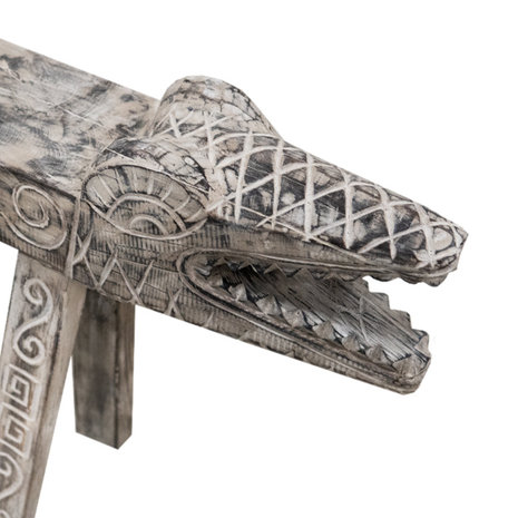 JoJo Living Teakhouten bankje krokodil Whitewash JoJo Living Teakhouten bankje krokodil Whitewash