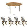 JoJo Living Tuintafel Sun met Rope klapstoelen - Lichtgrijs JoJo Living Tuintafel Sun met Rope klapstoelen - Lichtgrijs