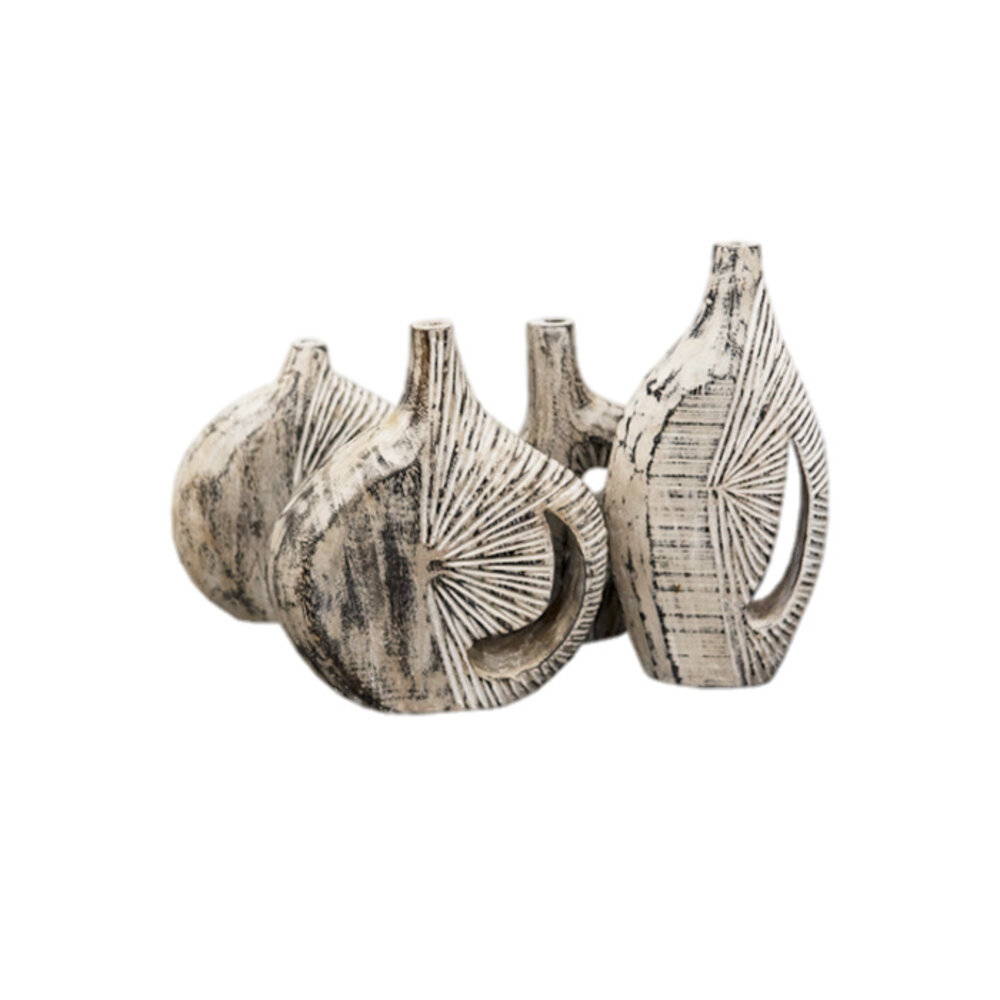 JoJo Living Suarhouten vaas whitewash - diverse varianten JoJo Living Suarhouten vaas whitewash - diverse varianten