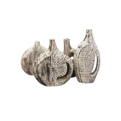 JoJo Living Suarhouten vaas whitewash - diverse varianten JoJo Living Suarhouten vaas whitewash - diverse varianten