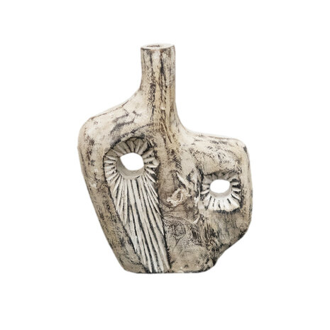 JoJo Living Suarhouten vaas whitewash - diverse varianten JoJo Living Suarhouten vaas whitewash - diverse varianten