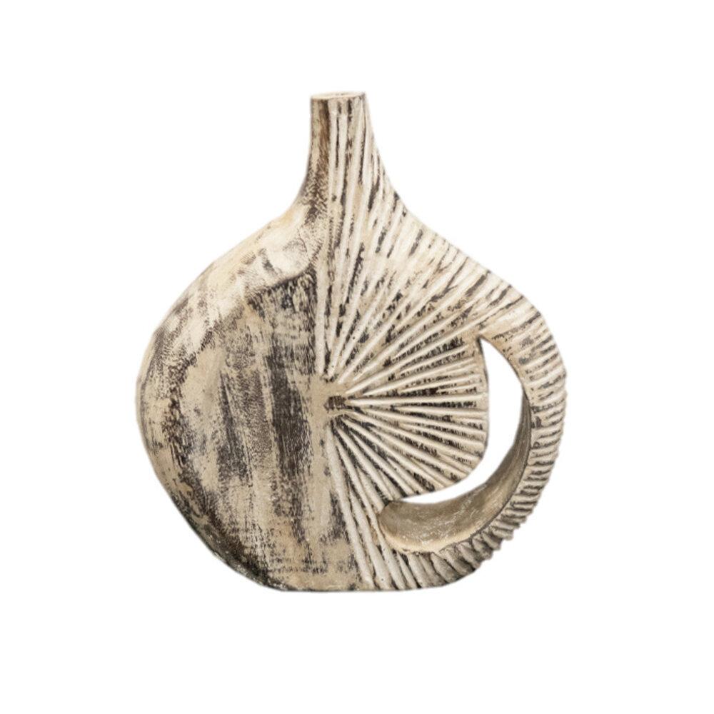 JoJo Living Suarhouten vaas whitewash - diverse varianten JoJo Living Suarhouten vaas whitewash - diverse varianten