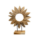 JoJo Living Teakhouten ornament Zonnebloem open - diverse varianten JoJo Living Teakhouten ornament Zonnebloem open - diverse varianten