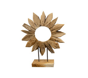 JoJo Living Teakhouten ornament Zonnebloem open - diverse varianten JoJo Living Teakhouten ornament Zonnebloem open - diverse varianten