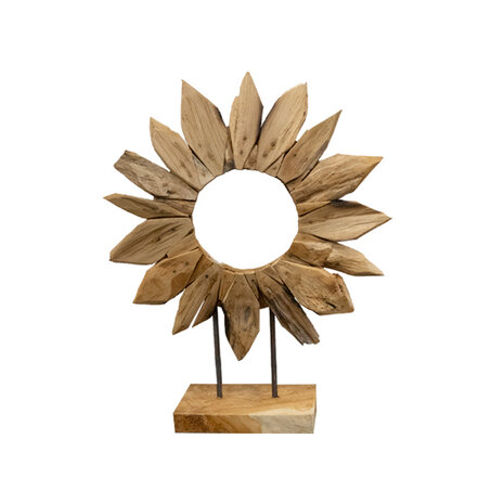 JoJo Living Teakhouten ornament Zonnebloem open - diverse varianten JoJo Living Teakhouten ornament Zonnebloem open - diverse varianten