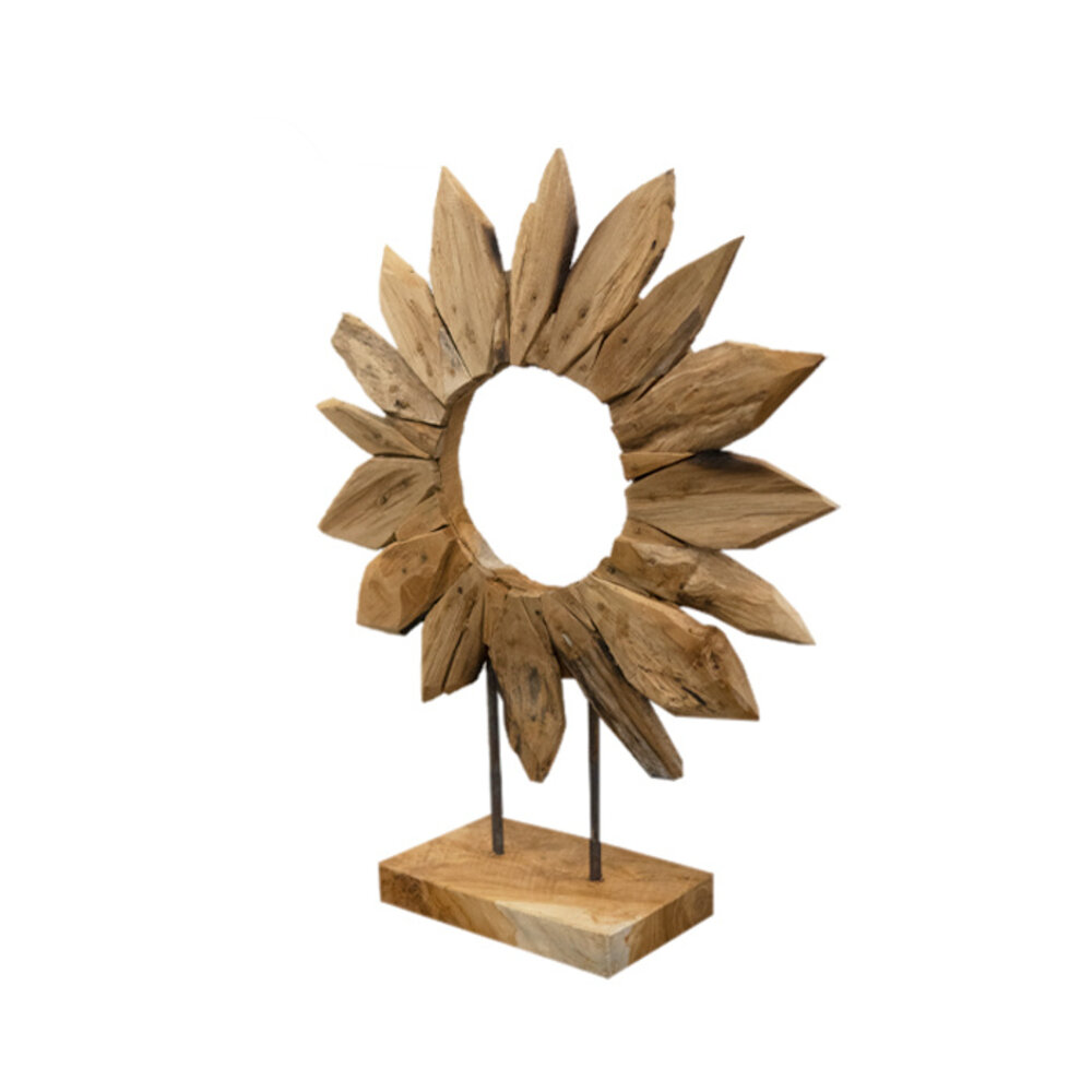 JoJo Living Teakhouten ornament Zonnebloem open - diverse varianten JoJo Living Teakhouten ornament Zonnebloem open - diverse varianten