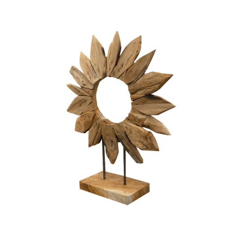 JoJo Living Teakhouten ornament Zonnebloem open - diverse varianten JoJo Living Teakhouten ornament Zonnebloem open - diverse varianten