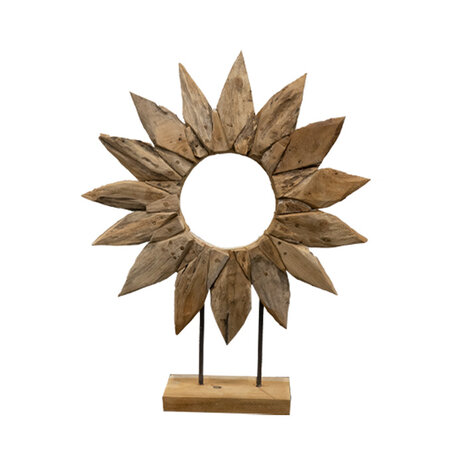 JoJo Living Teakhouten ornament Zonnebloem open - diverse varianten JoJo Living Teakhouten ornament Zonnebloem open - diverse varianten