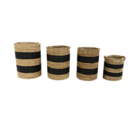 JoJo Living Mand Naturel Zwart- Set van 4 JoJo Living Mand Naturel Zwart- Set van 4