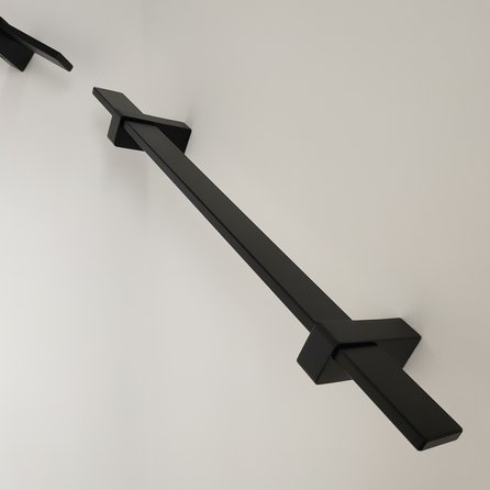 Trapleuning zwart - rechthoekig (40x10 mm) - met leuninghouders type 13 - op maat - zwarte poedercoating - RAL 9005