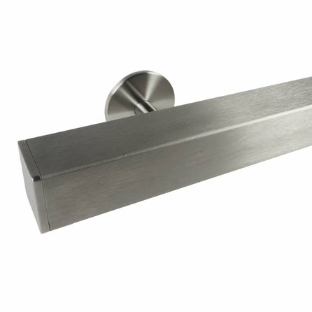 RVS trapleuning - vierkant (40x40 mm) - met leuninghouders type 5 - op maat - geborsteld RVS 304