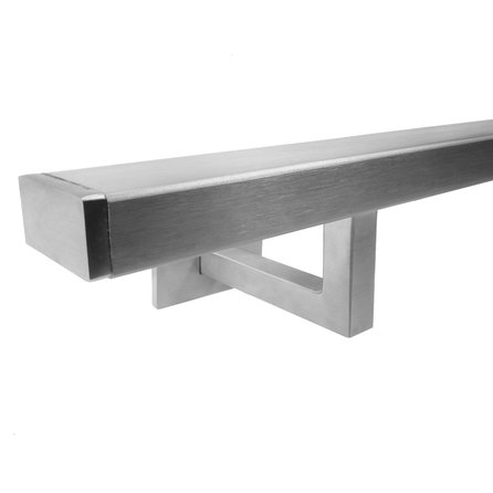 RVS trapleuning - rechthoekig (40x20 mm) - met leuninghouders type 11 - op maat - geborsteld RVS 304