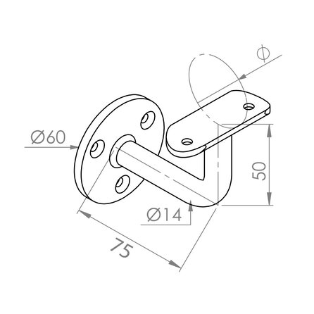 RVS leuningdrager - Type 1 - rond (42,4 mm)