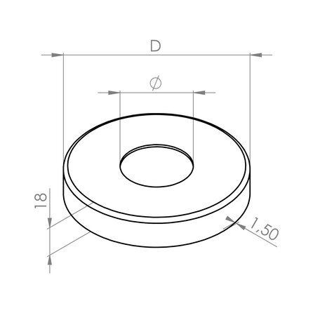 RVS vloerflens kapje - rond (42,4 mm)