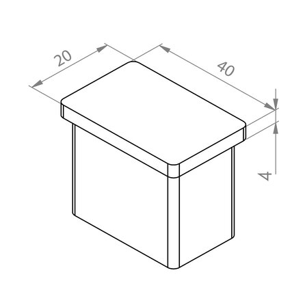 RVS einddop - vlak - recht (40x20 mm)