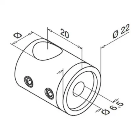 RVS dwarsstafhouder - tussenstuk - 12 mm - recht