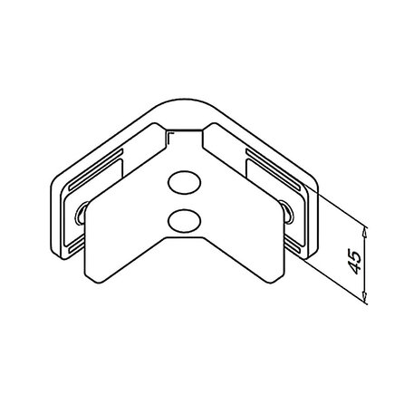 RVS glasverbinder hoek - 90 graden - Type 2