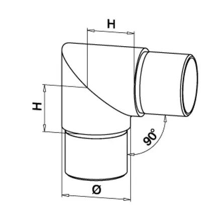RVS bocht - Type 3 - 90 graden - rond (42,4 mm)