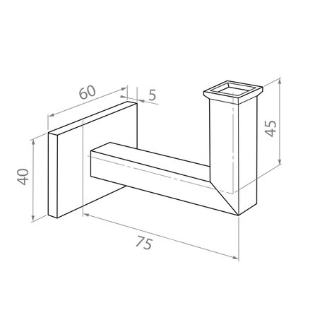 RVS leuninghouder - type 11 kort - recht - voor een rechthoekige / vierkante trapleuning - voor buiten - geborsteld RVS 316