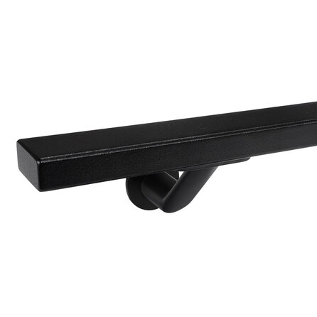Trapleuning zwart - rechthoekig (40x20 mm) - met leuninghouders type 7 luxe - op maat - zwarte poedercoating - RAL 9005
