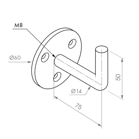 Trapleuning zwart - rond (25 mm) - met leuninghouders type 1 - op maat - volledig gelast - zwarte poedercoating - RAL 9005