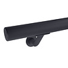 Trapleuning antraciet - rond - met leuninghouders type 7 luxe - op maat - donkergrijze poedercoating - RAL 7016 of 7021