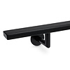 Trapleuning zwart - rechthoekig (40x10 mm) - met leuninghouders type 3 luxe - op maat - zwarte poedercoating - RAL 9005