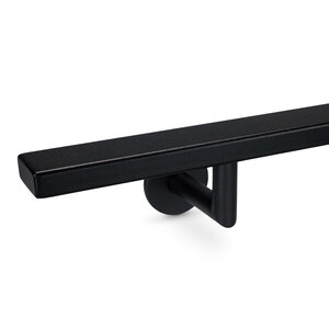 Trapleuning zwart - rechthoekig (40x10 mm) - met houders type 3 luxe
