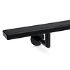 Trapleuning zwart - rechthoekig (50x10 mm) - met leuninghouders type 3 luxe - op maat - zwarte poedercoating - RAL 9005