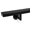 Trapleuning zwart - rechthoekig (50x20 mm) - met leuninghouders type 3 luxe - op maat - zwarte poedercoating - RAL 9005