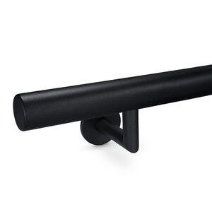 Trapleuning zwart - rond smal - met houders type 3 luxe