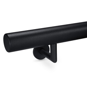 Trapleuning zwart - rond - met houders type 3 luxe