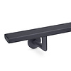 Trapleuning antraciet - rechthoekig (40x10 mm) - met leuninghouders type 3 luxe - op maat - donkergrijze poedercoating - RAL 7016 of 7021