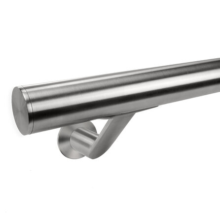 RVS trapleuning - rond - met leuninghouders type 7 luxe - op maat - geborsteld RVS 304