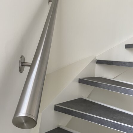 RVS trapleuning - rond - met leuninghouders type 3 luxe - op maat - geborsteld RVS 304