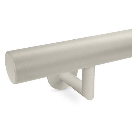 Trapleuning grijs - rond - met leuninghouders type 3 luxe - op maat - grijze poedercoating - RAL 7030, 7044, 1019 of 9002