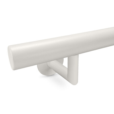 Trapleuning grijs - rond smal - met leuninghouders type 3 luxe - op maat - grijze poedercoating - RAL 7030, 7044, 1019 of 9002