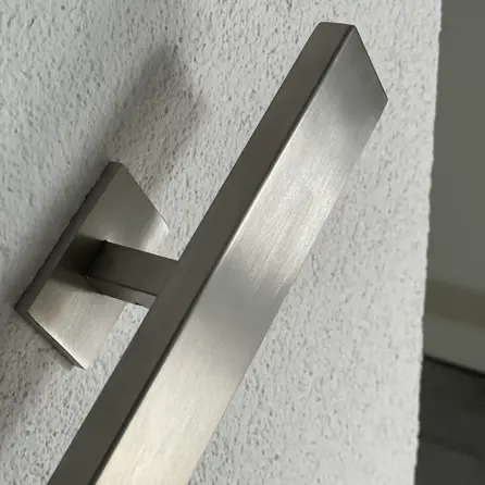RVS trapleuning - rechthoekig (40x15 mm) - met leuninghouders type 16 - op maat - geborsteld RVS 304