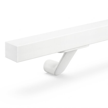 Trapleuning wit - vierkant (40x40 mm) - met leuninghouders type 7 - op maat - witte poedercoating - RAL 9016, 9010 of 9001 Trapleuning wit - vierkant (40x40 mm) - met leuninghouders type 7 - op maat - witte poedercoating - RAL 9016, 9010 of 9001
