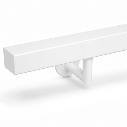 Trapleuning wit - vierkant (40x40 mm) - met leuninghouders type 3 luxe - op maat - witte poedercoating - RAL 9016, 9010 of 9001