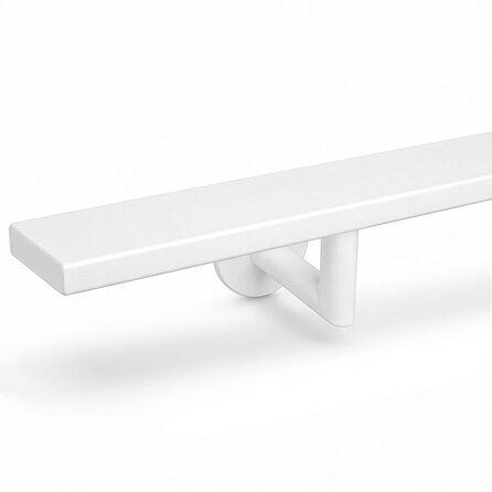 Trapleuning wit - rechthoekig (50x10 mm) - met leuninghouders type 3 luxe - op maat - witte poedercoating - RAL 9016, 9010 of 9001